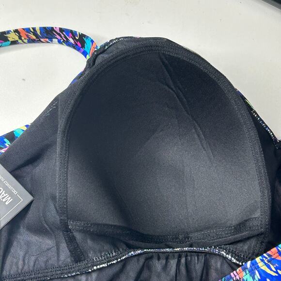 Swim Solutions Triple Tier Fauxknit One Piece Swimsuit Navy Multi Women 22W NWT - Picture 6 of 9